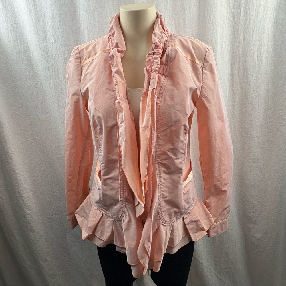Carole Richard Peach Ruffled Jacket With Bow Tied Back 38 - Picture 1 of 11